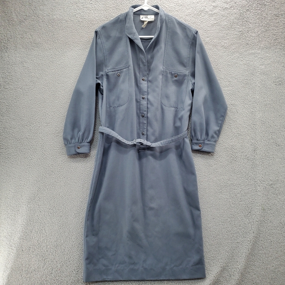 Vintage Willi Of California Shirt Dress Size 14 Belted Long Sleeve